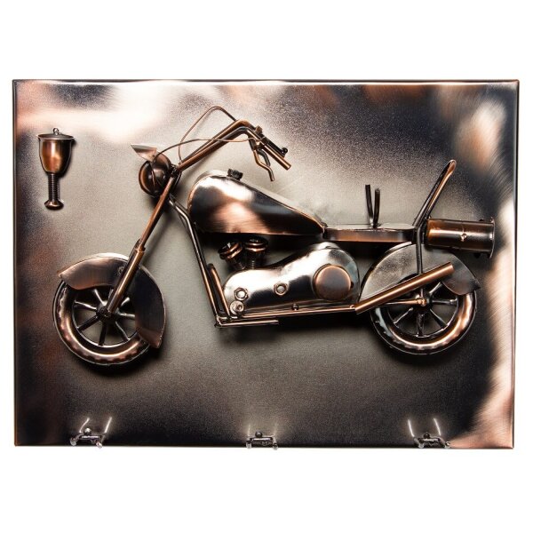 BRUBAKER Wand Flaschenhalter Motorrad - Deko-Objekt für Wein aus Metal mit Grusskarte