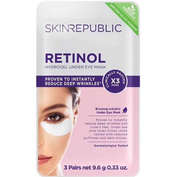 SKIN REPUBLIC Retinol Augenpatches – 3 Paar Anti-Aging Hydrogel