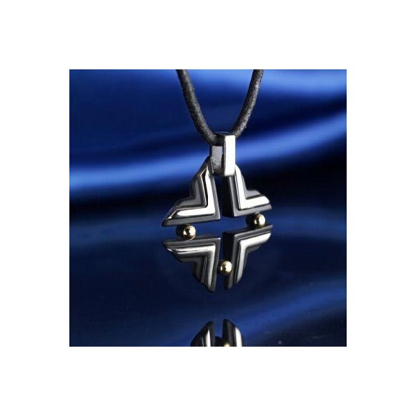 Halskette mit Edelstahl-Anhänger 18K Gold Cross