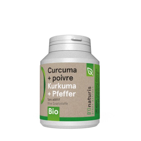 Kurkuma + Pfeffer BIO - 260 mg - 180 Kapseln - vegan