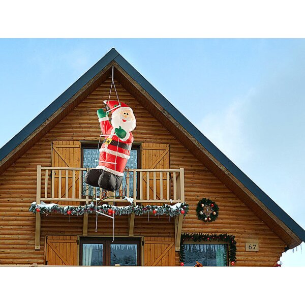 infactory Selbstaufblasender XXL Weihnachtsmann auf Leiter, 120 cm