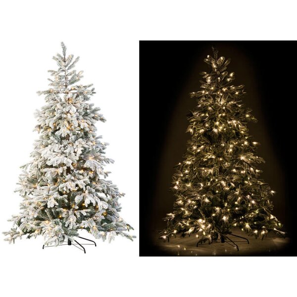 Künstlicher Weihnachtsbaum, weiße Spitzen, 500 LEDs, 70 Äste, 225 cm
